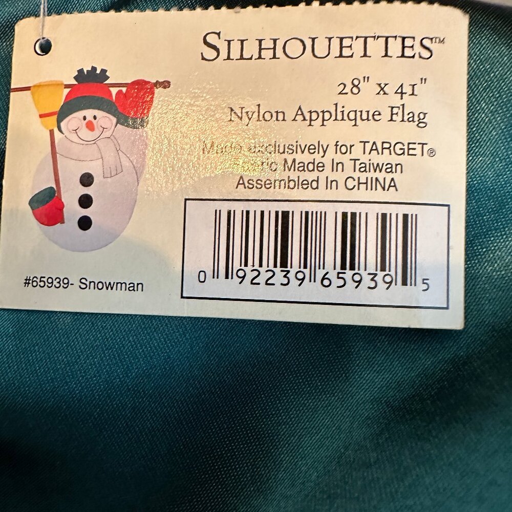 NWT Silhouettes Snowman Applique House Flag 28x41 Christmas Winter Decor Target - Picture 3 of 9